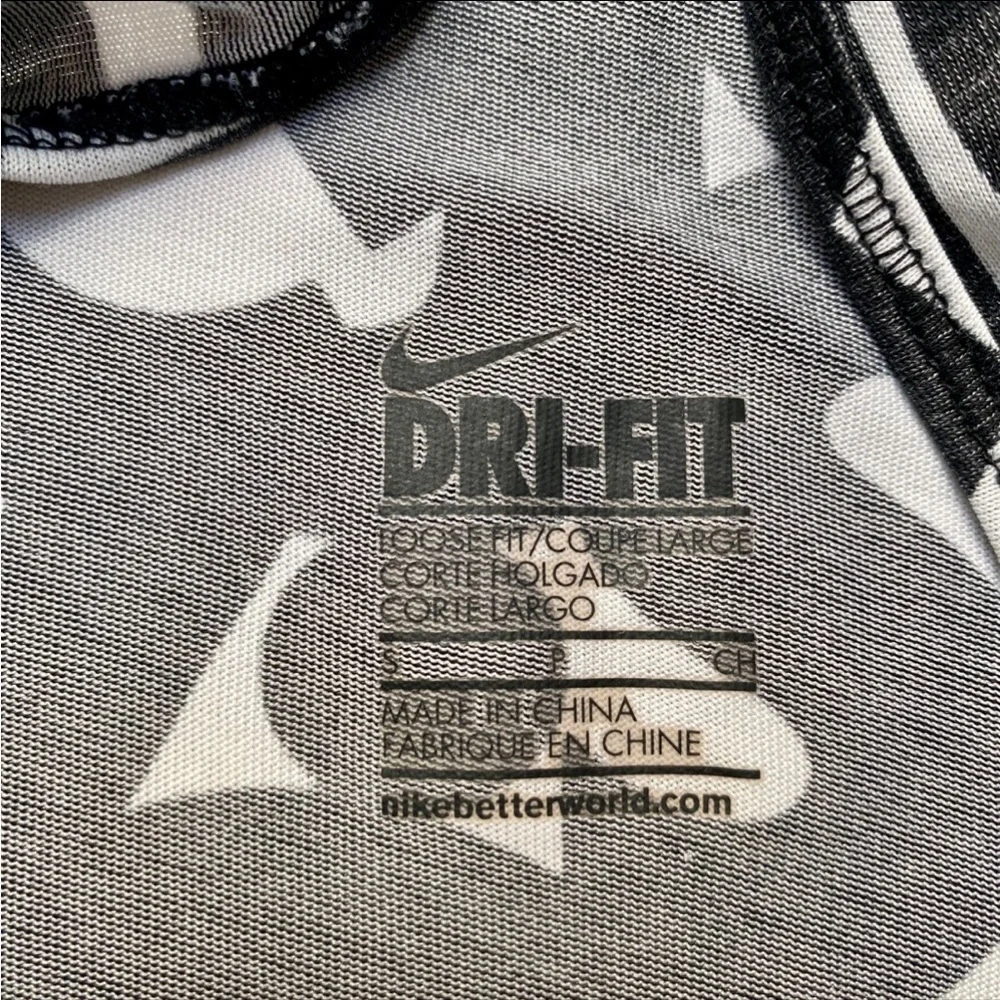 Nike Dri-FIT Racerback Tank Top Small Black White Graphic Workout Running Gym